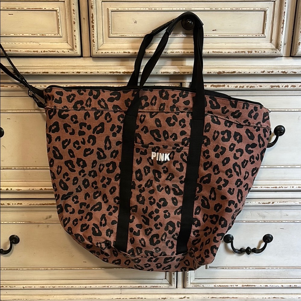 PINK Victoria's Secret Brown and Black Leopard Tote